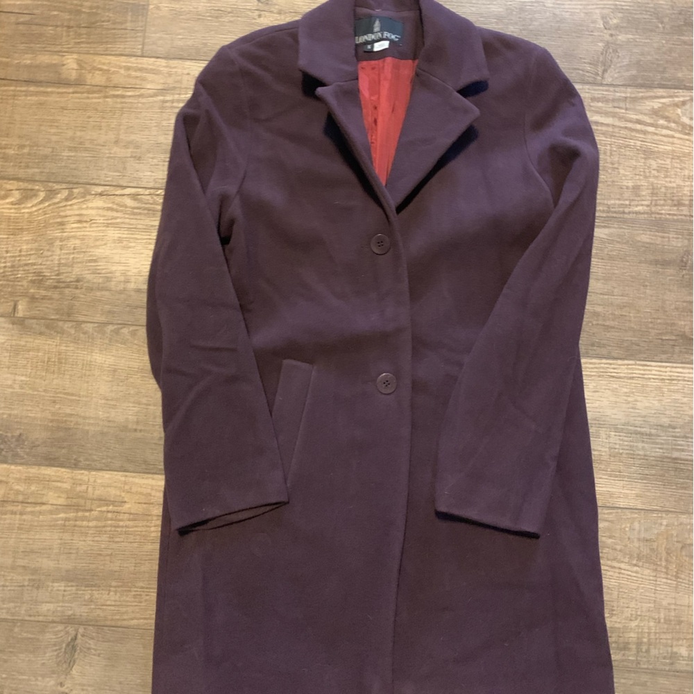 London Fog Women's Plum Wool-Blend Single-Breasted Coat